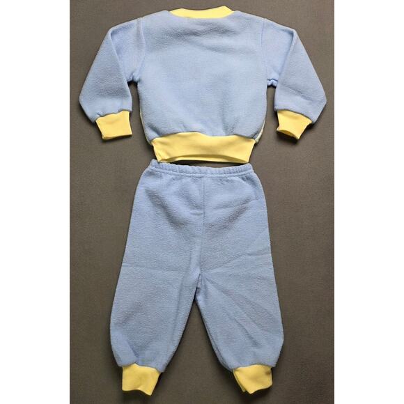 Vintage Small Steps 12 M Boys Sweat Suit Sweater Joggers Puppy Pal Blue Yellow - Picture 3 of 4